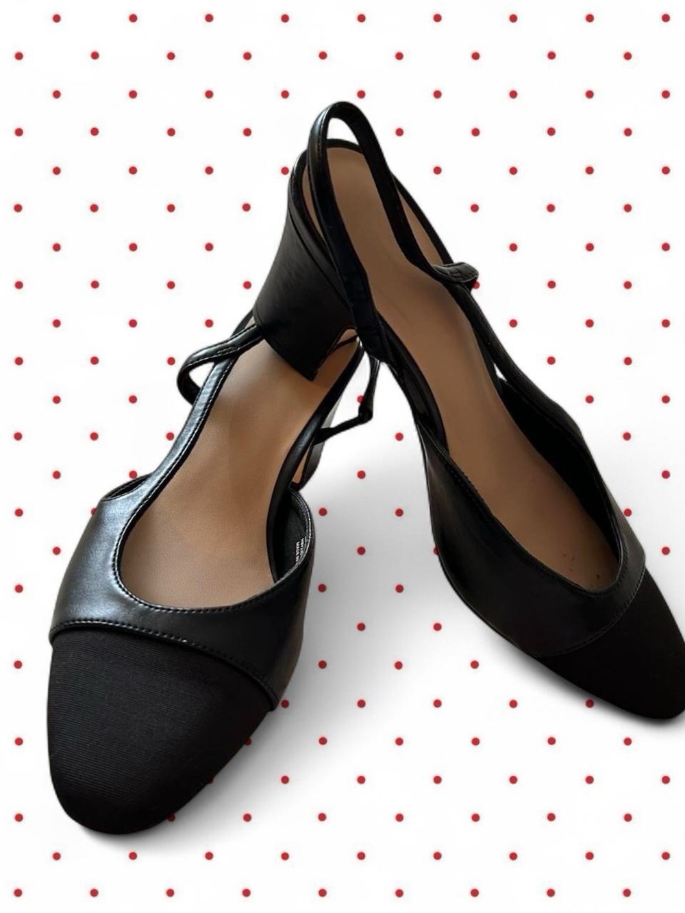 Dream Pairs Black Slingback Mules with Fabric Cap Toe